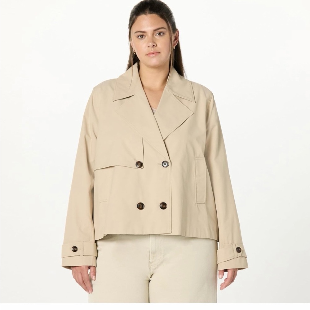Elegant Beige Double-Breasted Trench Coat